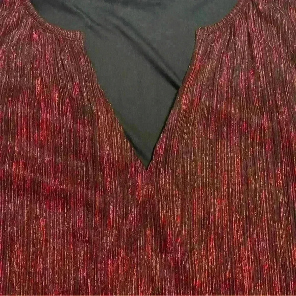 New Alfani Womens Shimmer Long Sleeve Top Blouse Size M Red NWOT - Picture 5 of 11